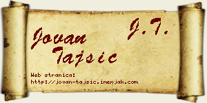 Jovan Tajsić vizit kartica